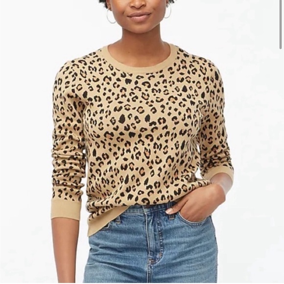 J. Crew Sweaters - J Crew Leopard Jacquard Pullover Sweater